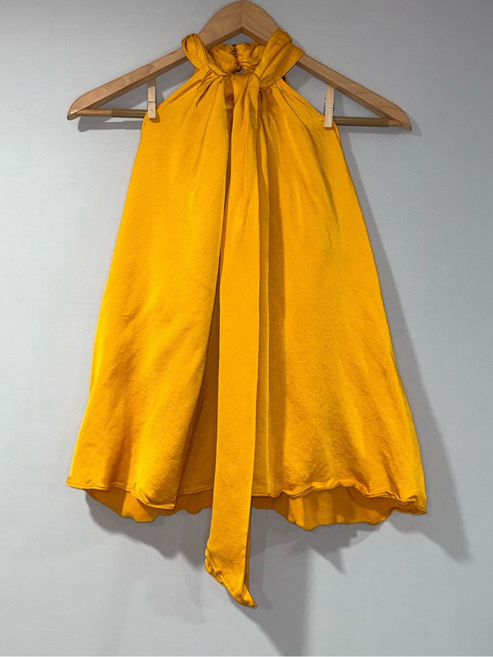 ZARA Yellow Halter Neck Tie Blouse | Size L